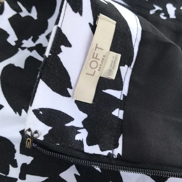 Super Vibrant Black & White Ann Taylor Loft Floral Pencil Skirt Size 10P - Picture 5 of 9